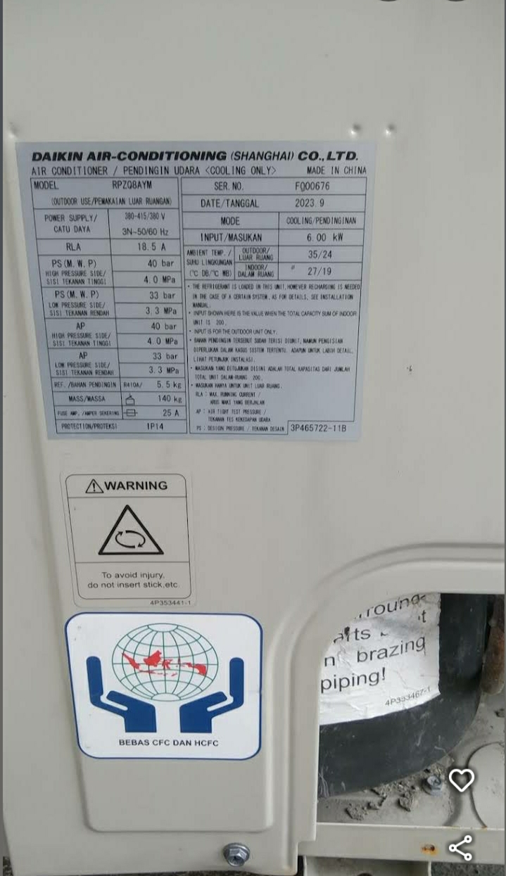 Label unit outdoor AC